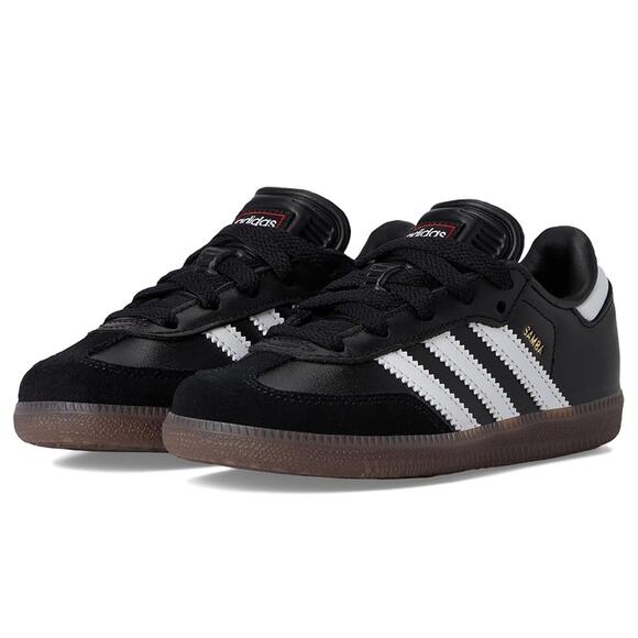 NWT adidas Unisex Samba Indoor Sneaker, Black/White/Gum-SZ 1 Little Kid - Picture 2 of 6